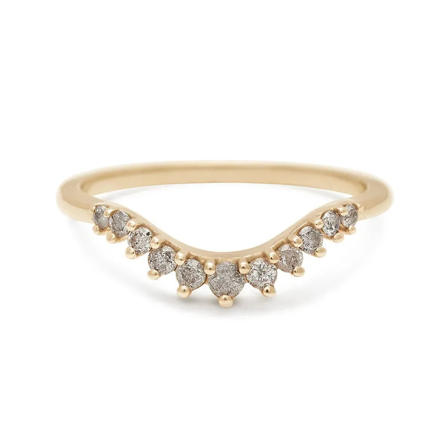 Tiara Curve Band - 14k Gold & Grey Diamonds