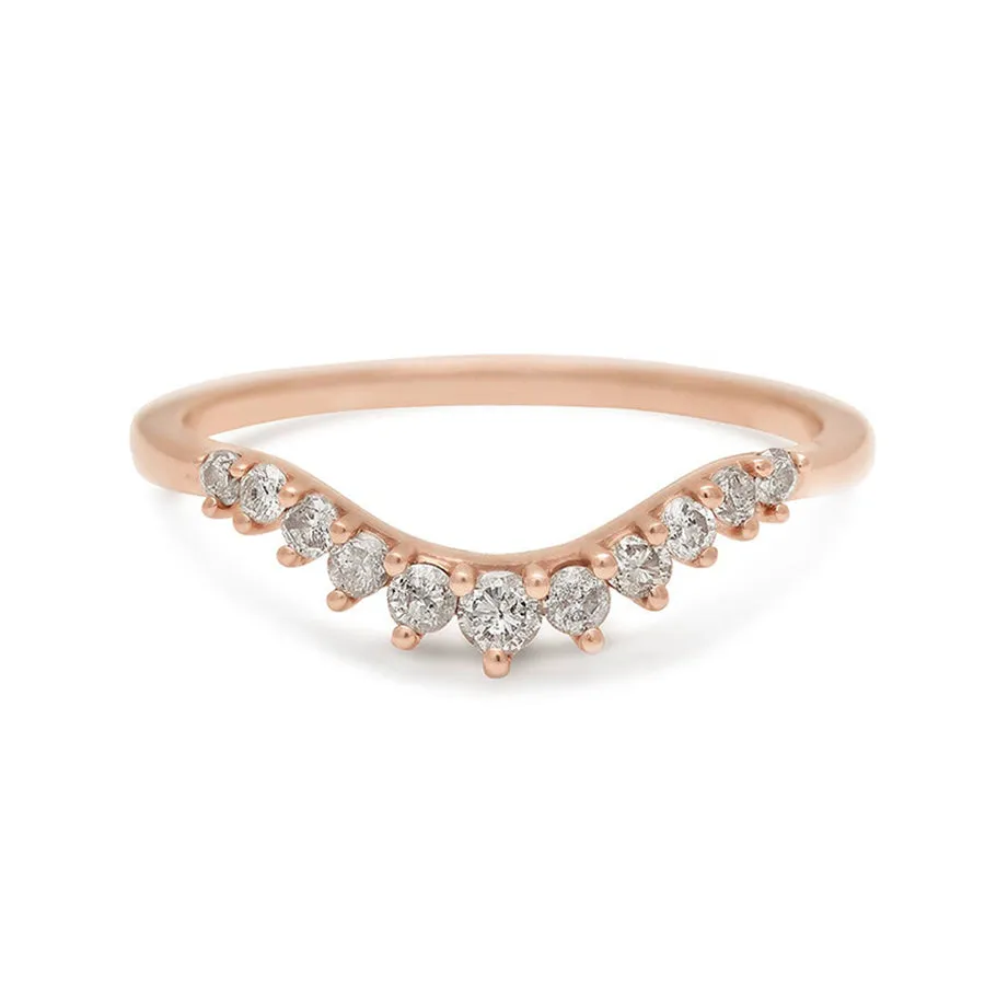 Tiara Curve Band - 14k Gold & Grey Diamonds