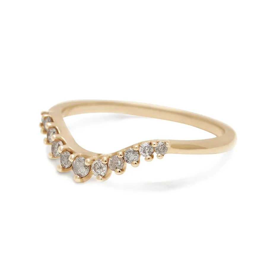 Tiara Curve Band - 14k Gold & Grey Diamonds