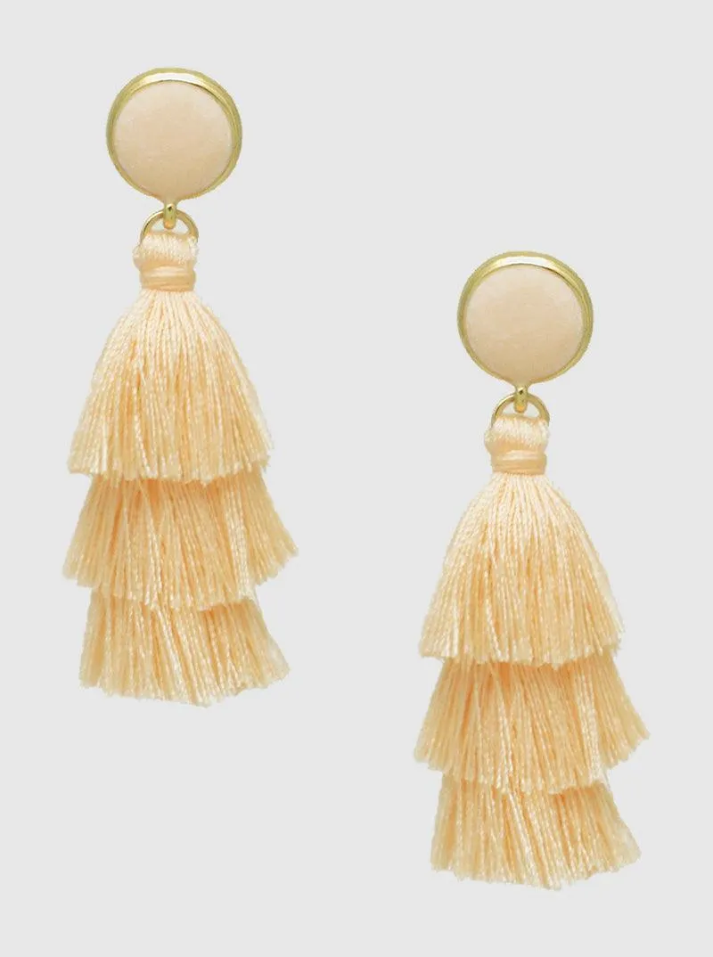 Tiered Thread Layered Tassel Bohemian Dangle Drop Earrings