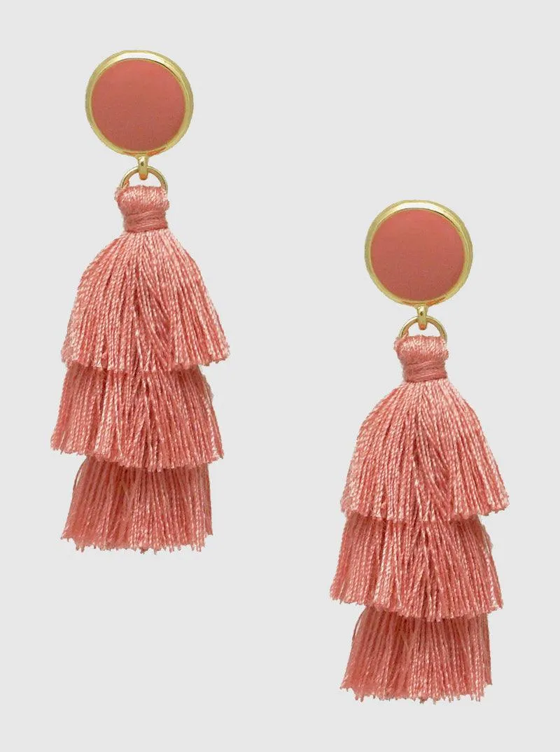 Tiered Thread Layered Tassel Bohemian Dangle Drop Earrings