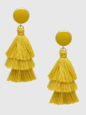 Tiered Thread Layered Tassel Bohemian Dangle Drop Earrings