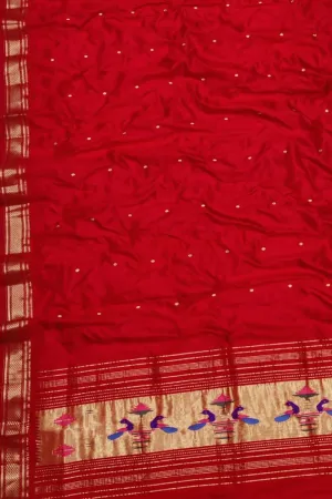 Timeless Elegance: Exquisite Red Paithani Handloom Silk Dupatta