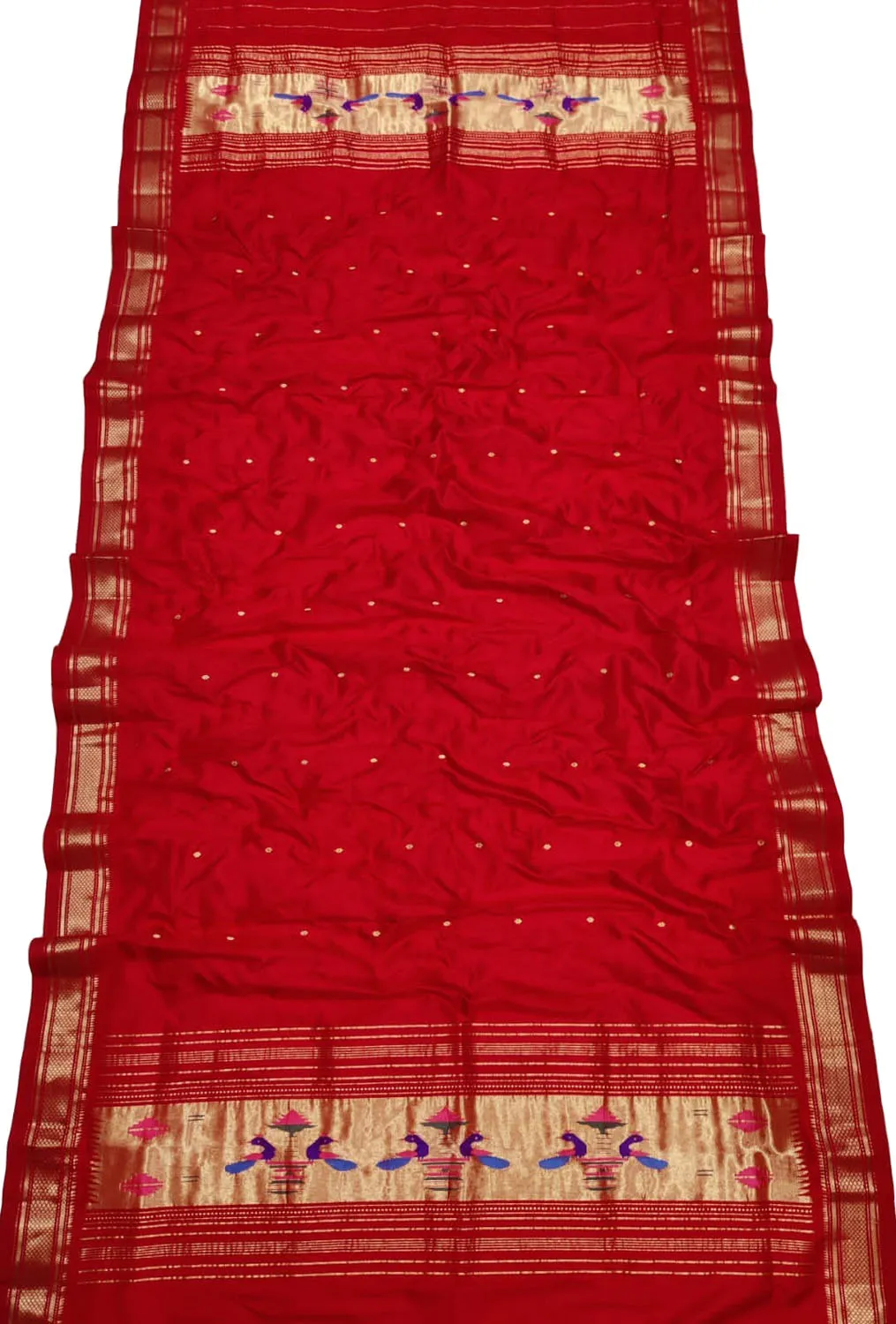 Timeless Elegance: Exquisite Red Paithani Handloom Silk Dupatta