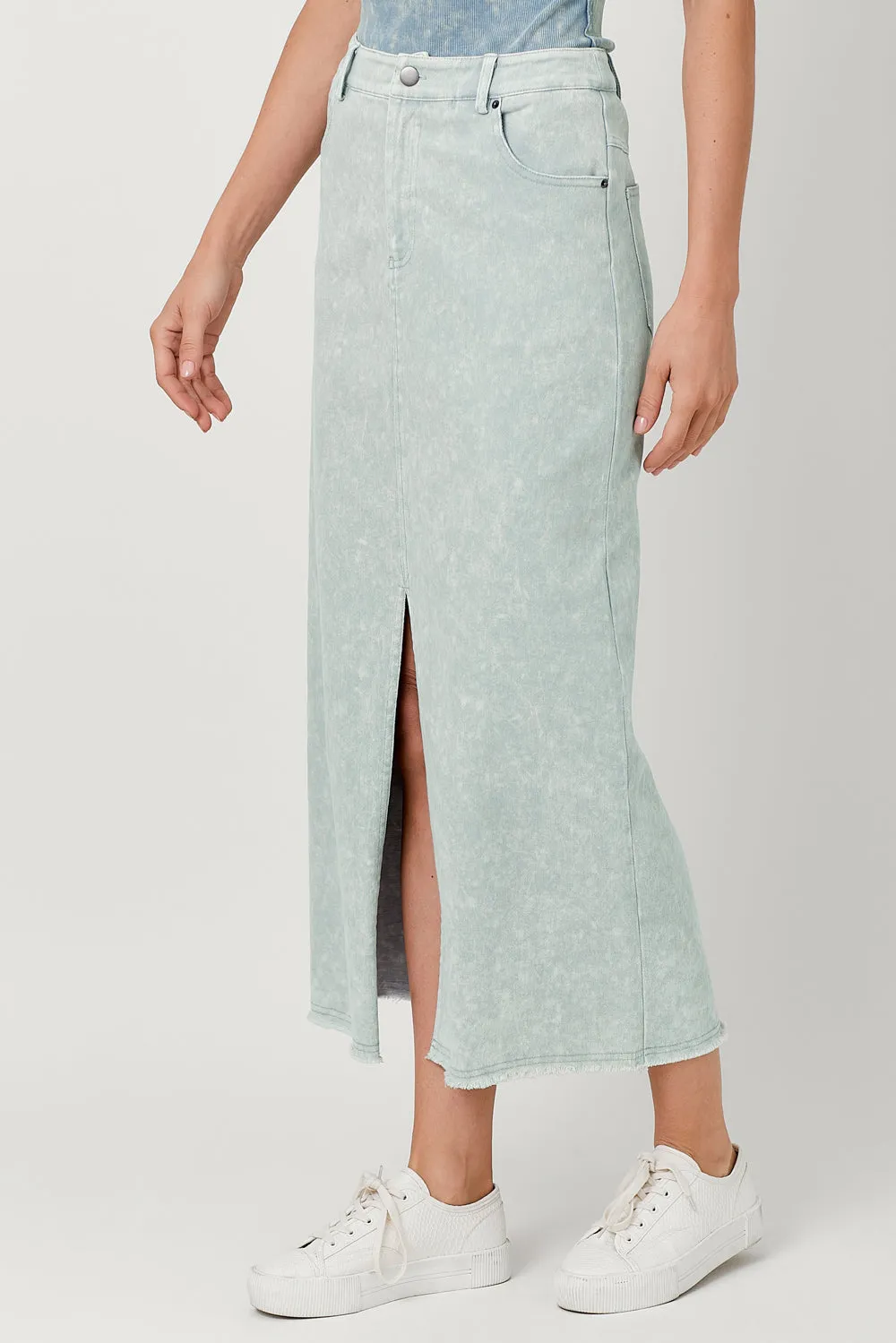 Washed Front Slit Skirt