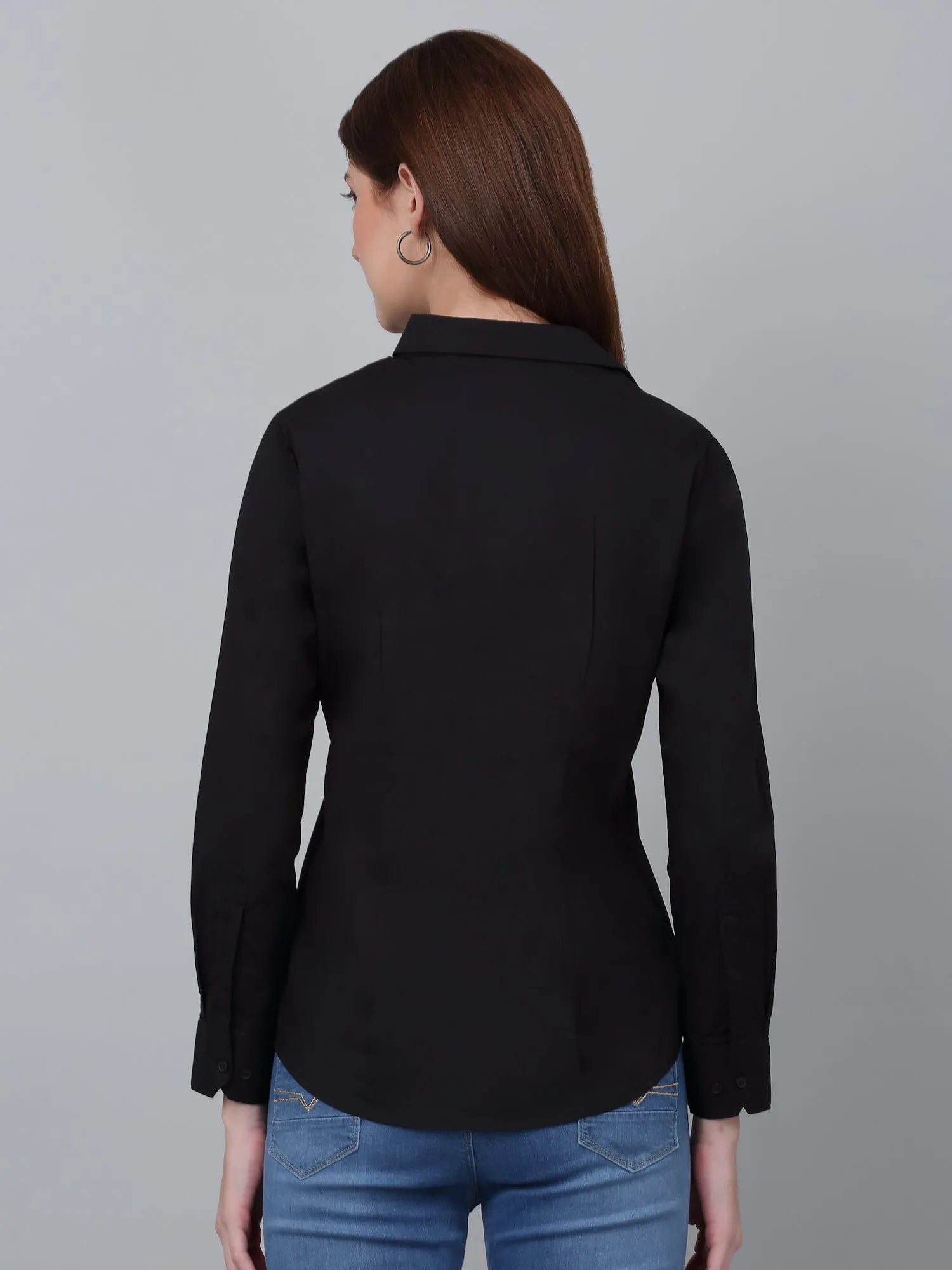 Women's Black Solid Formal Shirt