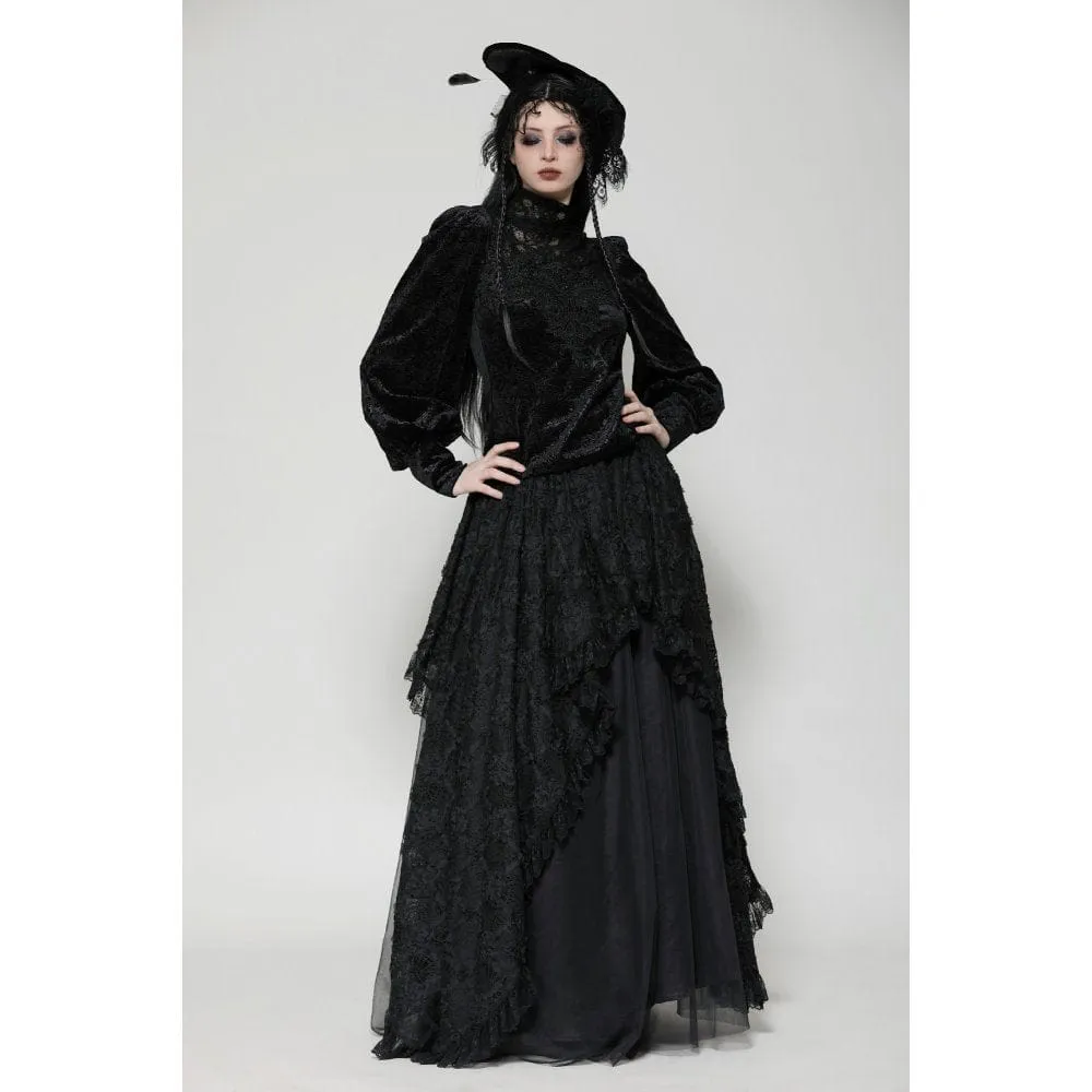 Women's Gothic Floral Lace Long Sleeved Shirt