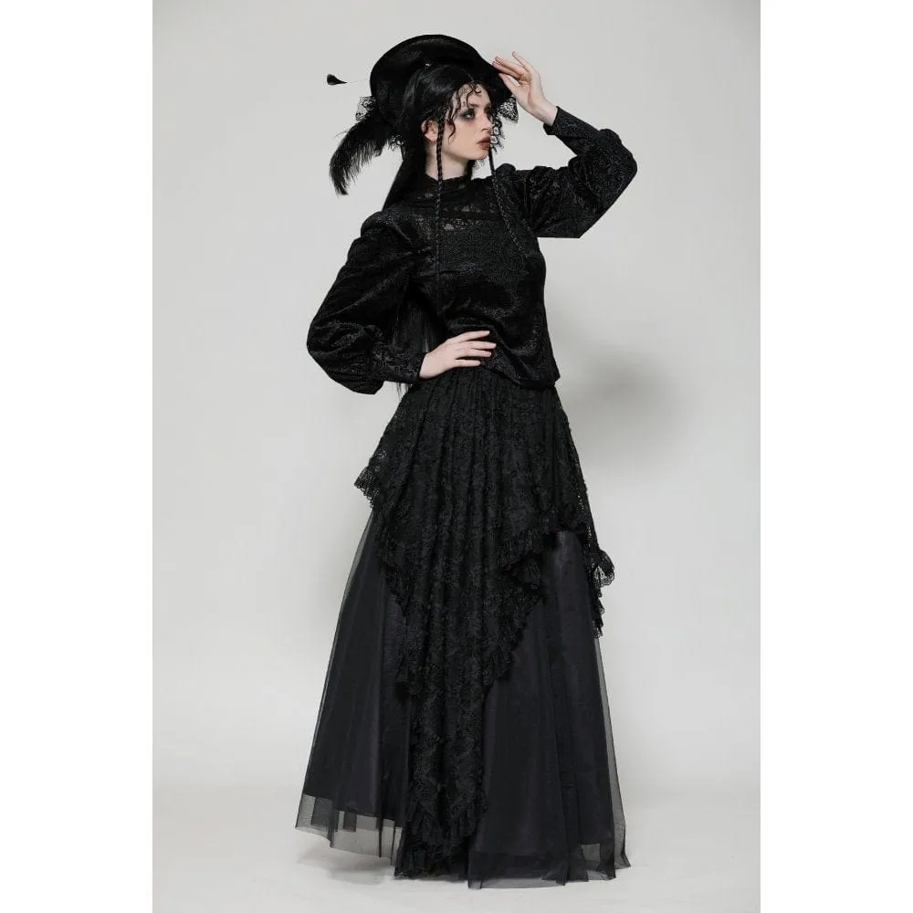 Women's Gothic Floral Lace Long Sleeved Shirt