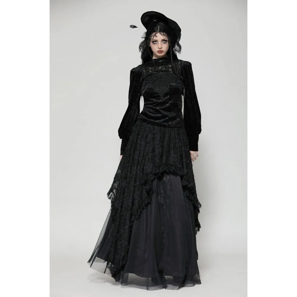 Women's Gothic Floral Lace Long Sleeved Shirt