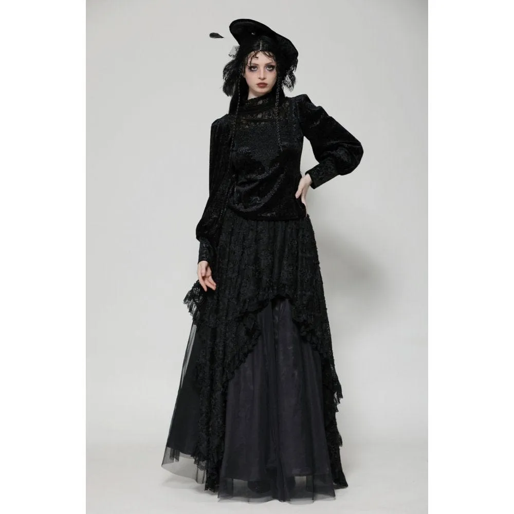 Women's Gothic Floral Lace Long Sleeved Shirt